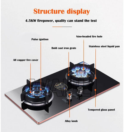 Home Electric Household Embedded Desktop Energy-Saving Induction Cooker Natural Gas Liquefied Gas Stove Double Stove Eye Tempere