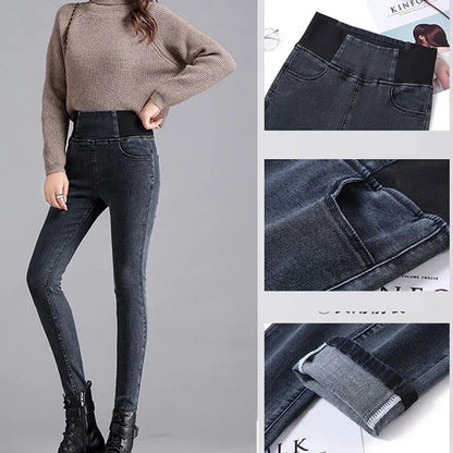 PTKPCC New Elastic Waist Skinny Jeans Women Spring Slim Stretch Denim Pants Vintage Pencil Vaqueros Mom Pantalones De Mujer