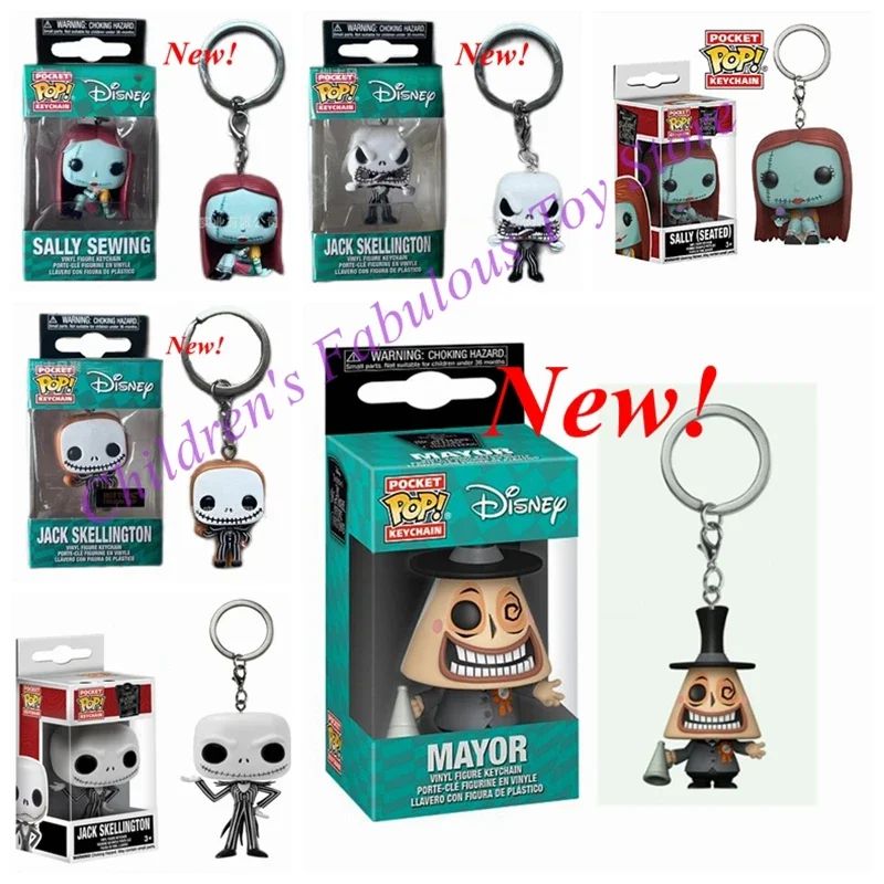 18 modelos de chaveiros de bolso FUNKO O Estranho Mundo de Jack #2 Sally Jack Neve Teddy Prefeito Zero Abóbora Bonecos de Ação