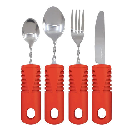 Conjunto de Talheres Adaptáveis de 4 Peças Leves, Garfos e Colheres Flexíveis, Talheres Ergonômicos de Fácil Aderência para Idosos, Ideal para Alimentação de Pessoas com Demência e Alzheimer