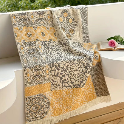 150x73cm Pure Cotton Fantasy Garden Tassel Towel-Soft Skin-Friendly Bath Towel Ideal for Home Swimming Pool Beach Shower Supplie