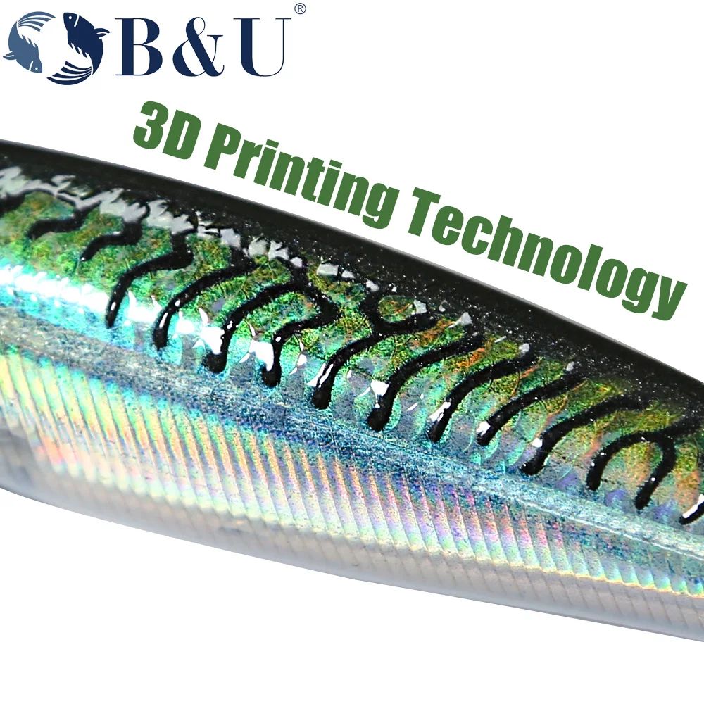 Iscas Artificiais Flutuantes B&U Minnow para Pesca em Água Salgada, Iscas Duras Crankbait para Corrico, Wobblers, Isca Artificial para Truta para Robalo