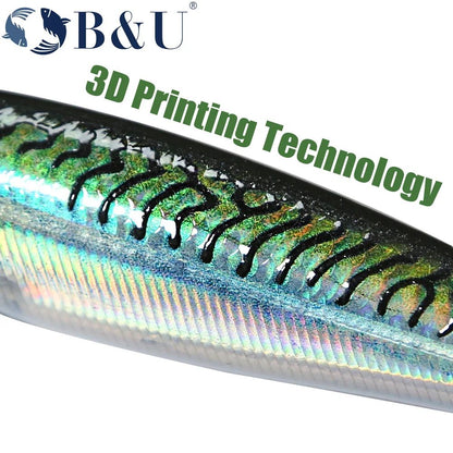 Iscas Artificiais Flutuantes B&U Minnow para Pesca em Água Salgada, Iscas Duras Crankbait para Corrico, Wobblers, Isca Artificial para Truta para Robalo