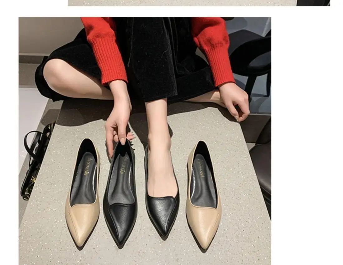 Simple Solid Coloured Women's Flats Classic Fashionable Style Pointed Toe Suitable for Business Office Comfortable To Wear