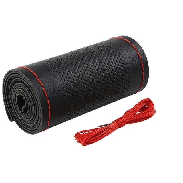 Capas de volante de carro costuradas à mão, decoração interna de couro DIY, reboque de caravana, caminhão off-road