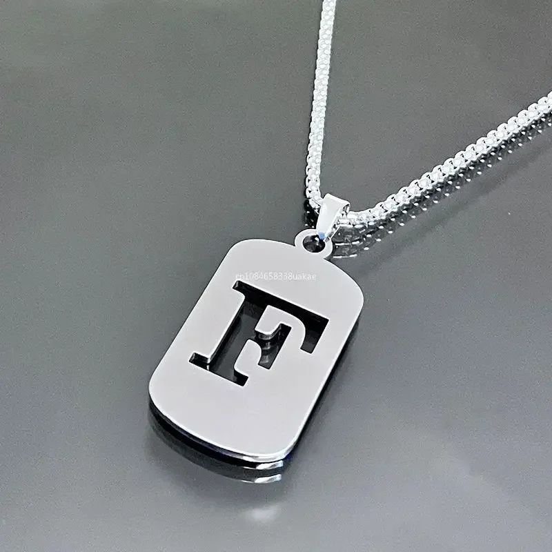 Colares de pingente de aço inoxidável com letra inicial A-Z da moda punk para homens e mulheres, atacado, joias, colar, joias góticas