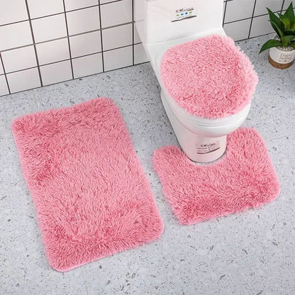 3piece Bathroom Mat Bathroom Silk Tie-dye Bathroom Soft Non-slip Carpet Shower Carpet Toilet Seat Cover Floor Mat