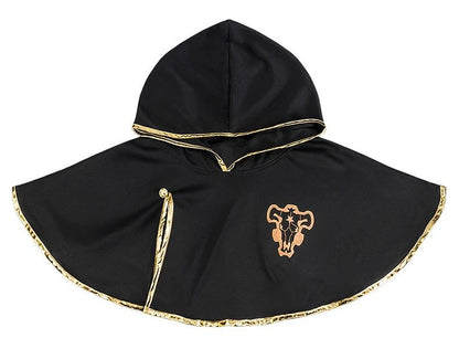 Anime Black Clover Asta Cloak Shawl Headband Black Bull Logo Hooded Cape Cosplay Costume Man Cloak Halloween Costumes