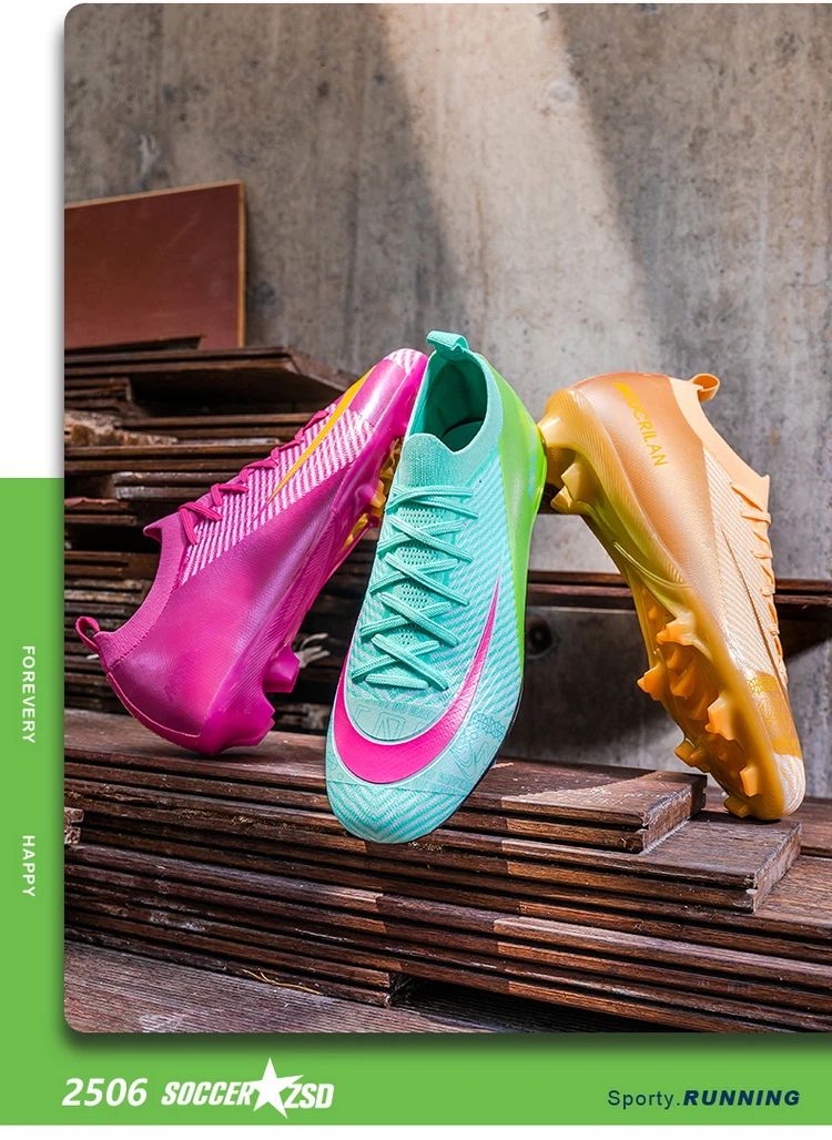 New Men's Football Boots Training Cleats Sneakers Soccer Shoes Wholesale FG Top Quality Non-Slip Drop Shipping Unisex Adult