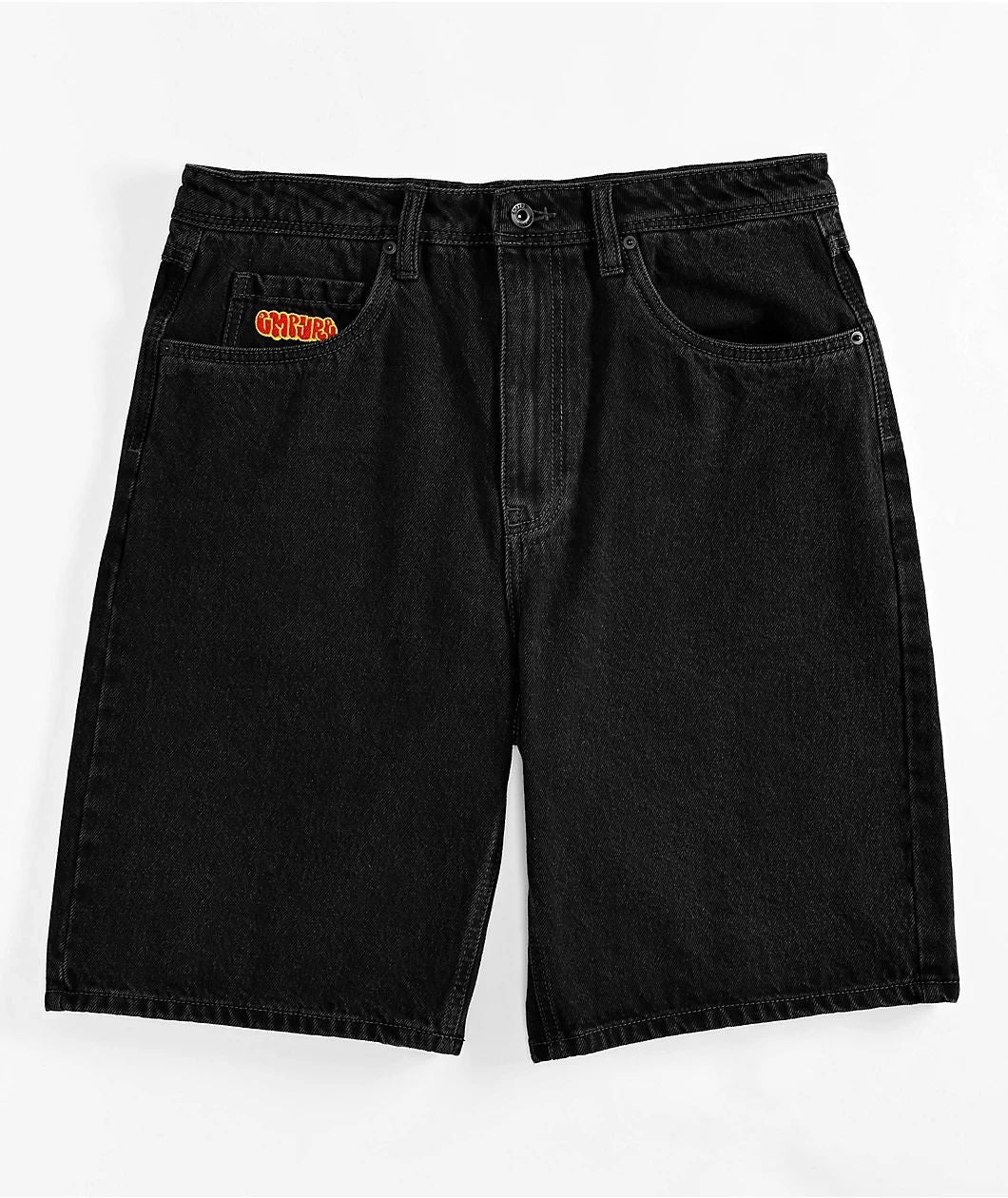 Empyre new gray denim skateboard shorts cartoon embroidery design loose jeans wide leg pants hip hop street Y2K couple pants
