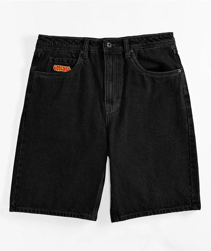 Empyre new gray denim skateboard shorts cartoon embroidery design loose jeans wide leg pants hip hop street Y2K couple pants