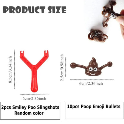 12pcs Mini Rubber Slingshot Poop Slingshot Toy Flying Poop Toys Smiling Stretchy Toy Stress Relief Toy Gift for Kids Adult Party