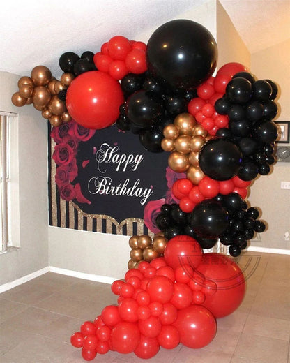 127pcs Red and Black Gold Balloons Garland Arch Kit Birthday Theme Party Decoration Valentines Day Wedding Party Air Globos