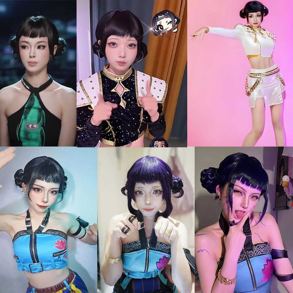 Anime Kpop Caçadores de Demônios? Zoe Cosplay Peruca Sintética Preta Roxo Escuro Halloween Carnaval Festa Diária Peruca 2D de Alta Qualidade