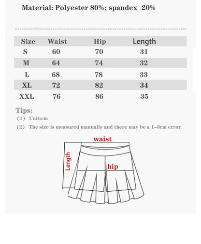 fashionable summer sports shorts women's pleated skirt anti glare short skirt running outdoor fitness breathable tennis skirt