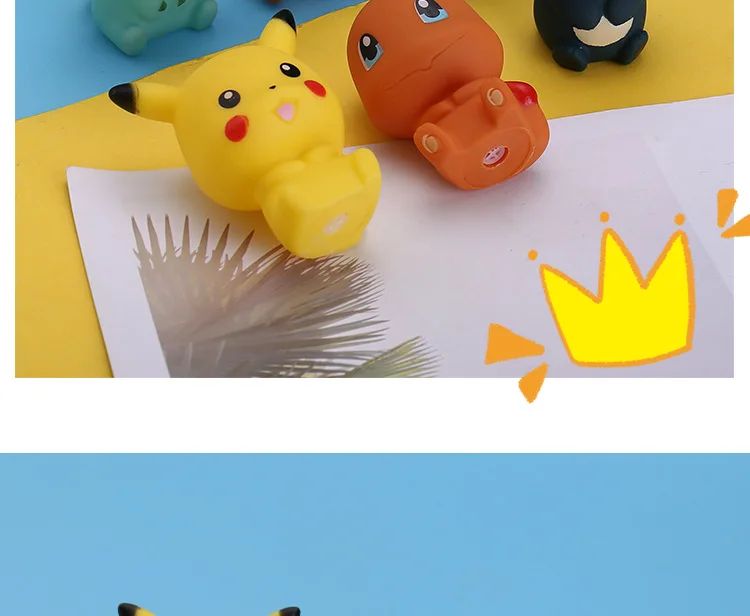 6pcs Pokemon Pikachu Figures Bathroom Bath Shower Baby Children Play Water Bath Toys Kids Sprinkling Shower Decompression Toys