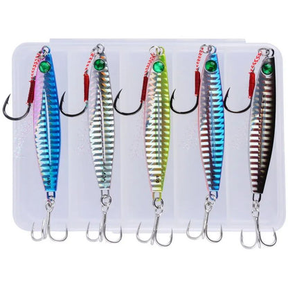 5 unidades de isca artificial de pesca de metal 7g-40g, isca rígida para trolling, isca de pesca para baixo, tralha de pesca de truta, jigs de pesca de truta, iscas de água salgada