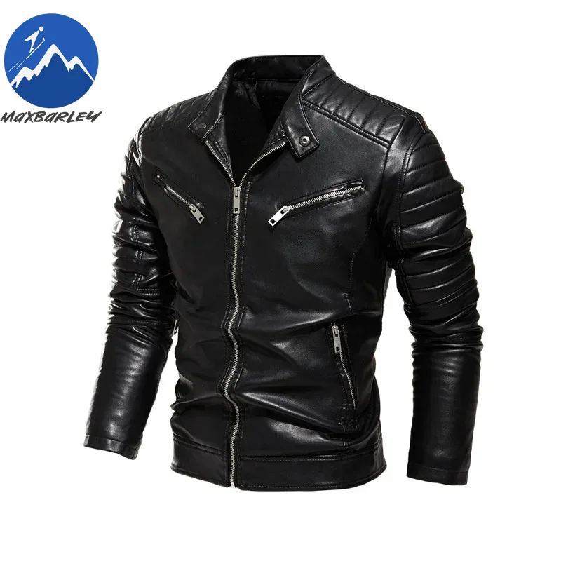 Men Yellow PU Leather Jacket Patchwork Biker Jackets  Casual Zipper Coat Male Motorcycle Jacket Slim Fit Fur Lined Outwear Coat