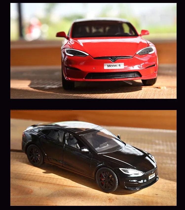 1:24 Tesla Model S Miniatures Simulation Alloy Metal Diecast Model Car Sound & Light car Toys for Kids Gifts for Boyfriend C270