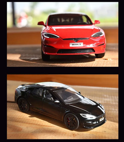 1:24 Tesla Model S Miniatures Simulation Alloy Metal Diecast Model Car Sound & Light car Toys for Kids Gifts for Boyfriend C270