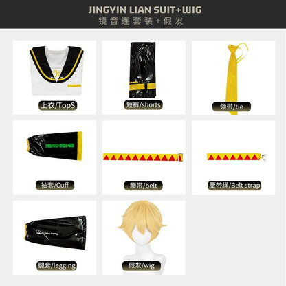 Just Saiyan2025  Kagaminee Rin/Len Cosplay with Ears Collab Series: Kagaminee Rin Len Cosplay Top Shorts Costumes Cosplay Outfit