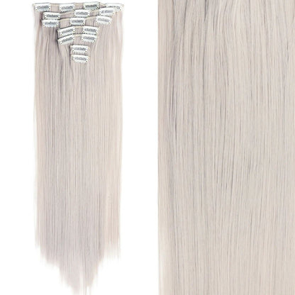 Cabelo Liso Comprido 16 Clipes 7 Pçs/Conjunto de Apliques de Cabelo Sintético Natural Loiro Preto Resistente ao Calor 2026