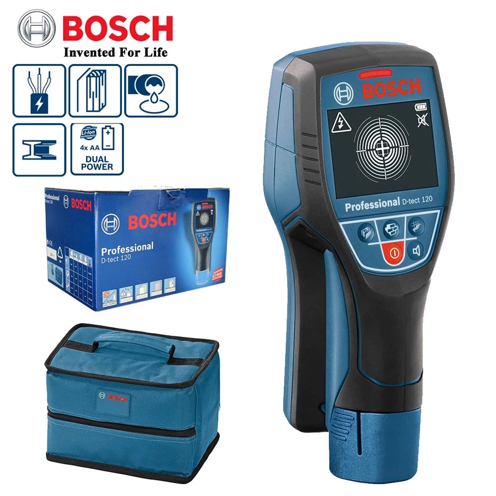 Detector de metais Bosch D-tect 120 Professional Scanner intuitivo de radar Para quase todos os materiais Detector de parede de alta precisão