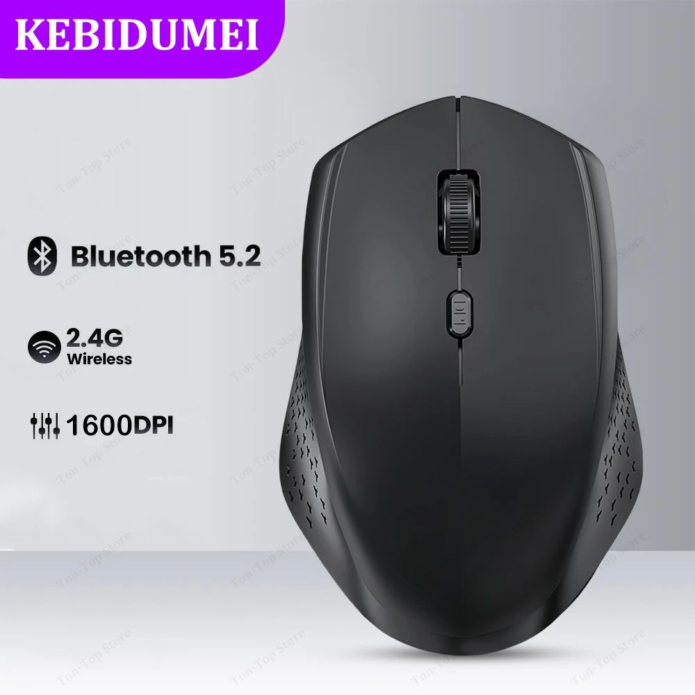 Mouse Bluetooth 5.2 Mouse Sem Fio 2.4G Mouse Silencioso de Modo Duplo Mouse Gamer Recarregável 1600DPI Para Notebook Computador Win Mac OS