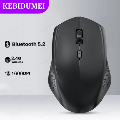 Mouse Bluetooth 5.2 Mouse Sem Fio 2.4G Mouse Silencioso de Modo Duplo Mouse Gamer Recarregável 1600DPI Para Notebook Computador Win Mac OS