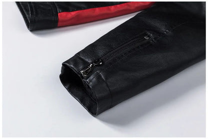 2022 Fashionable Casual Men's Leather Jacket Splice Motorcycle Amazon Vintage Cross-Border Spring Autumn Thin Style Wear