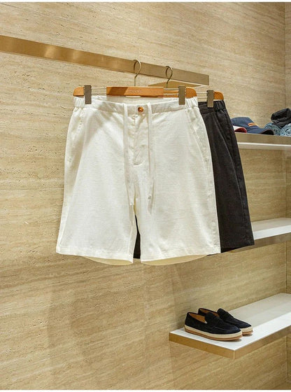 Ramie cotton blend comfortable and breathable summer drawstring casual linen shorts