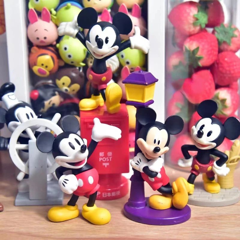 Disney Steamboat Willie Mickey Mouse Anime Figure Model Toys Cake Desktop Decoration Collectible Dolls Toys Gifts for Children
