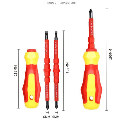 Conjunto de Chaves de Fenda Isoladas 3 em 1 PH1/PH2, Kit de Ferramentas Multiuso para Eletricistas, Chave de Fenda de Fenda Cruzada