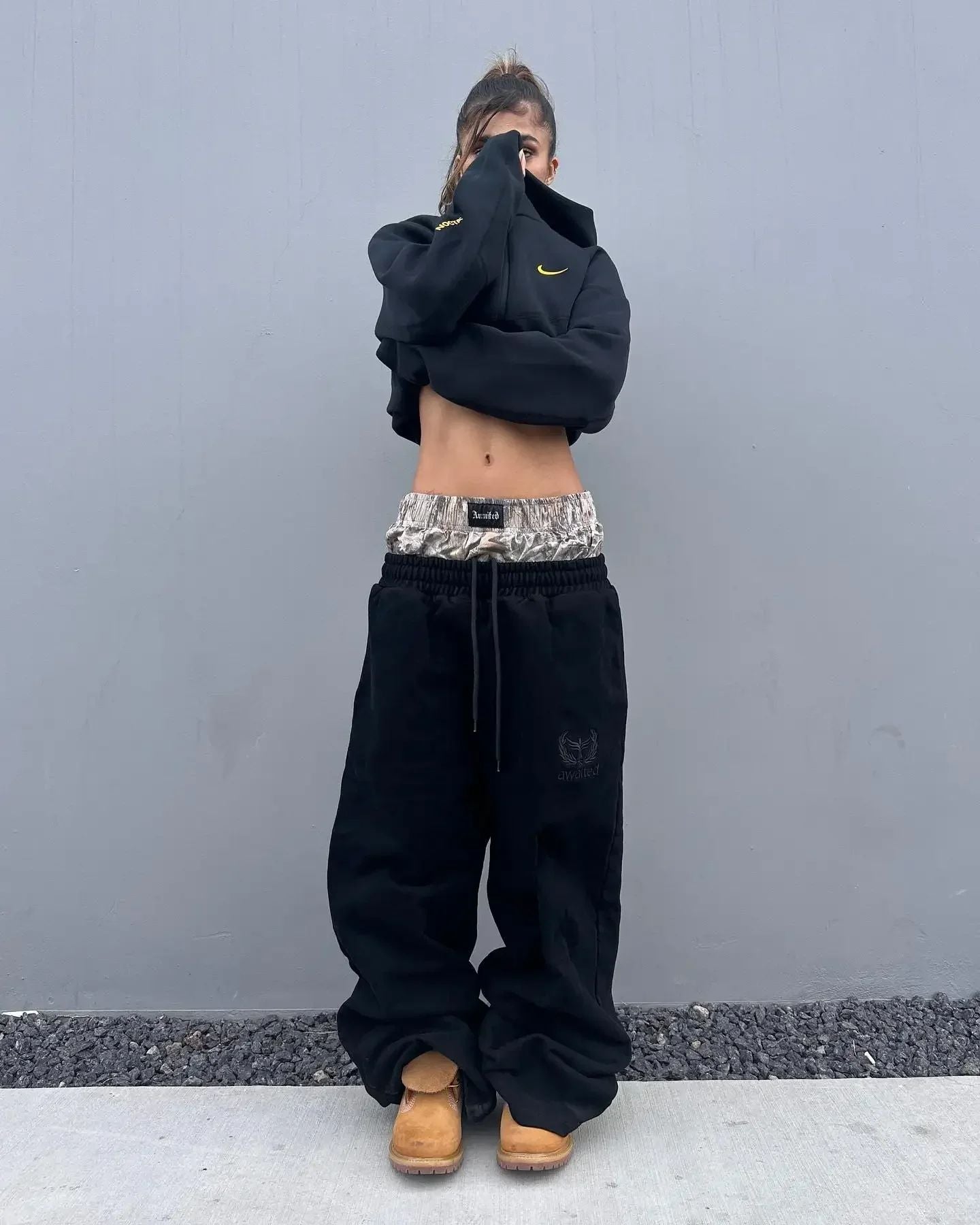 Y2K Retro Pants Harajuku Double Embroidered Waist Sweatpants Hip Hop Goth Clothes Fashion Wide Leg Baggy Pants Streetwear Unisex