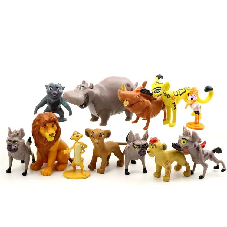12pçs/lote 4cm Rei Leão Simba Mufasa Kiara Pumbaa Timão Rafiki Figuras PVC Bonecos Estátua Brinquedo Modelo Colecionável Presente de Aniversário Infantil