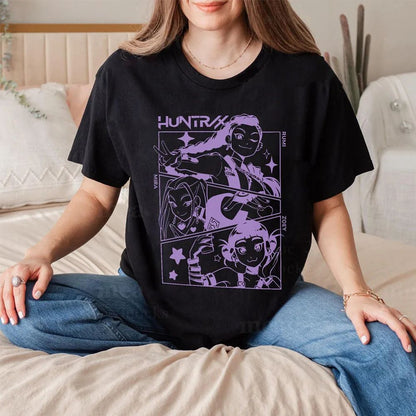 HUNTRIX K-pop Demon Hunter Anime T-shirt Harajuku O-neck Casual Shirt Fans Gift Aesthetic Graphic T Shirts Women Clothes