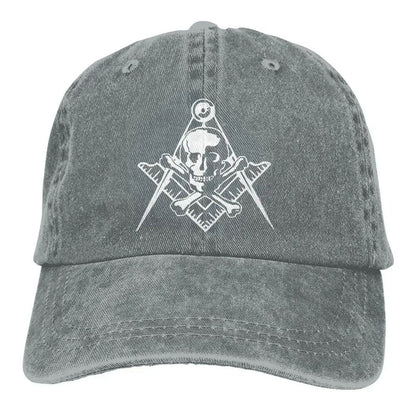 Maçonaria Crânio Ossos Cruzados Mestre Maçom Shriner Rito Escocês F A M Boné de Beisebol Jeans Lavado Chapéus Trucker Acessórios de Cabeça