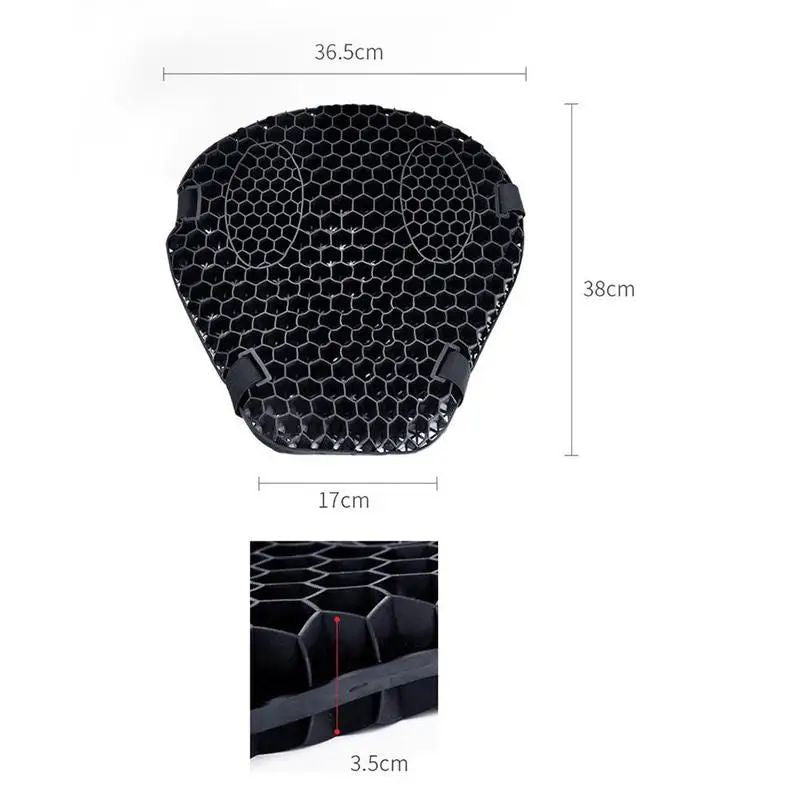 Almofada de assento de gel colmeia para motocicleta, tecido de malha 3D, conforto, capa de descompressão para moto, almofadas de alívio de choque;'\[-=