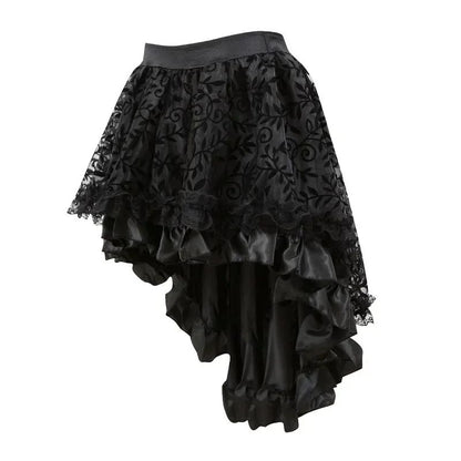 Steampunk Women Lace Floral Skirt Asymmetrica Renaissance Victorian Pirate Medieval Sexy Gothic Corset Skirts Matching