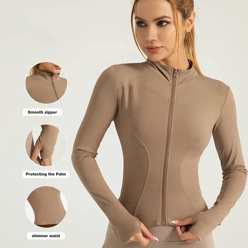 S-3XL New Style Workout Jacket Women Seamless Sports Outerwear Yoga Running Coat Stretchy Zip Up Gym Wear Slim Fit Breathable