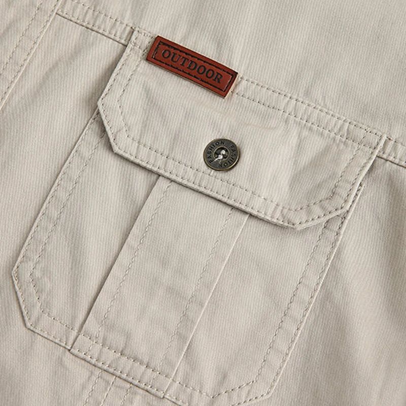 Oversized Shirts Men Long-Sleeve Formal Business Shirts Cargo Casual Shirts Slim Pocket Fashion Soild Shirt Male Brand Clothes