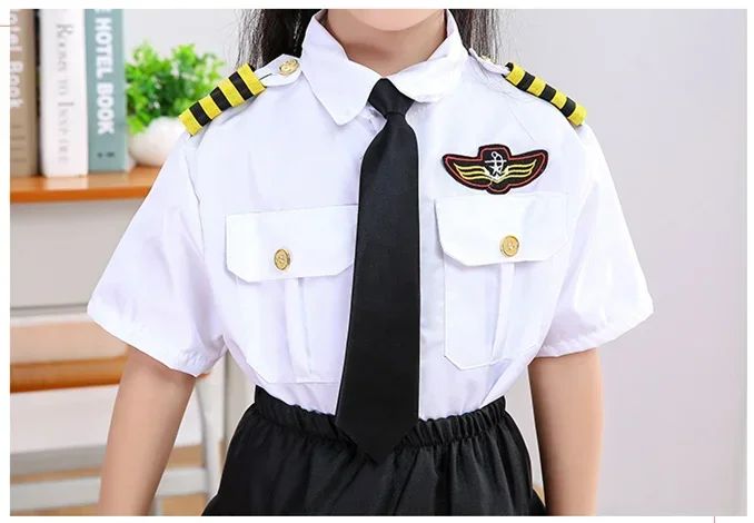 2025osplay Costumes pour enfants, uniforme de pilote d'avion, vêtements de classe de profession