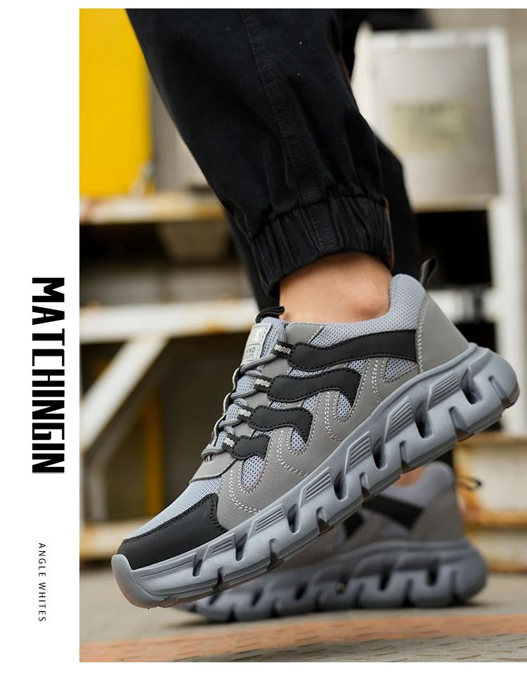 Light work shoes for men with iron professional man safety shoes non-slip work boots men steel nose safety sneakers man 46