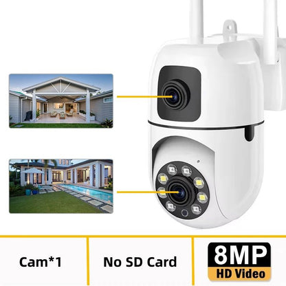 8MP WIFI Surveillance Camera Dual Lens Dual Screen IP Cameras Wireless Auto Tracking Color Night Vision 8X Digital Zoom CCTV Cam