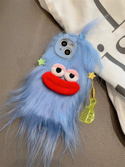 Capa de pelúcia engraçada fofa monstro coreano para iPhone 17 Pro Max 16 15 14 13 12 11 Capa de inverno fofa para meninas de pele macia