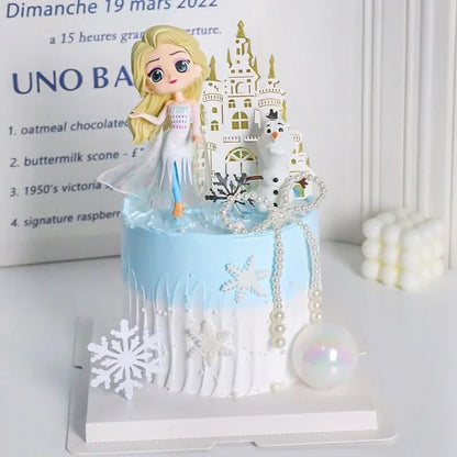 Disney Frozen Elsa Anna Princesa Bonecos de Ação Fofos de Desenho Animado Coleção de Brinquedos Infantis Decoração de Bolo Enfeites de Quarto Presente