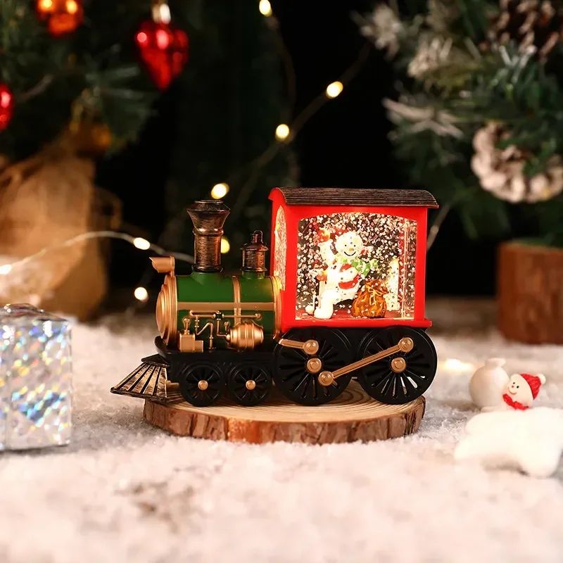 2026 Christmas Gift Christmas Crystal Ball Ornaments LED Lights Train Santa Claus Merry Christmas Decoration for Home Party Xmas