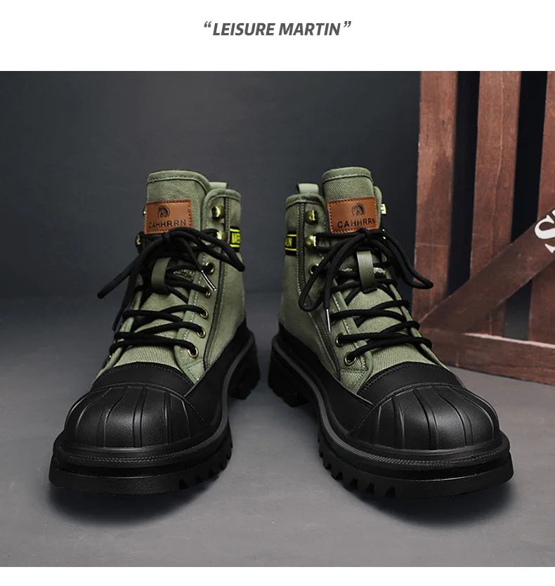 Men's Shoes  Autumn and Winter Breathable High-top Boots Heightened Thick-soled All Match Canvas Casual Shoes Mens Boots