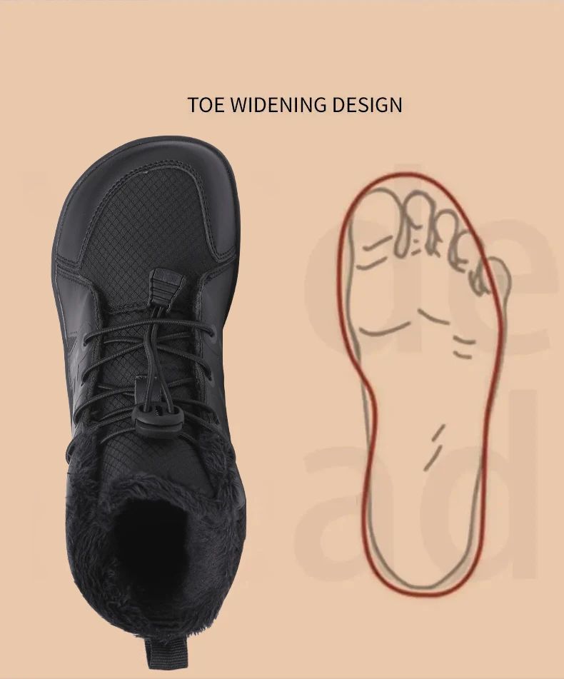 Fashion Kids Snow Boots Wide ToeBox Shoes Kid's Waterprof Barefoot Sneakers Boys Girls Warm Cotton Lightweight Non-slip Sneakers