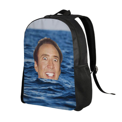 Custom Nicolas Cage Meme Laptop Backpack Women Men Basic Bookbag for College School Student Funny Bags